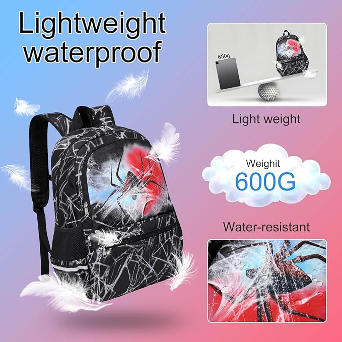 JIANYA Backpack for Boys, Kids Backpacks for School Elementary Childern's School Bag with Lunch Box, Black