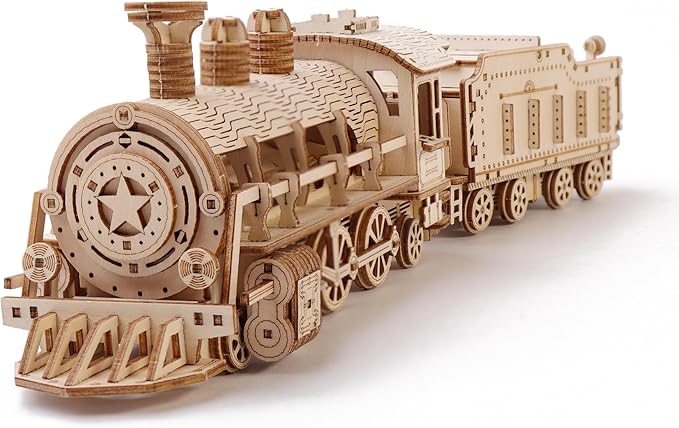 3D Wooden Puzzles, Wooden Puzzles Train for Adults and Teens, Educational Brain Teaser Assembly 3D Model Trains, Gifts for Christmas/Birthday(Luxury Steam Train)