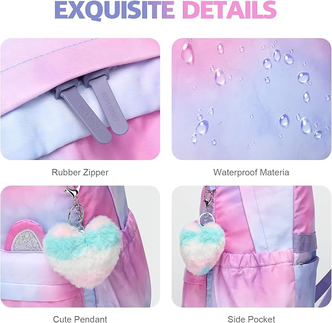 SUN EIGHT Lightweight Backpack for Girls Kids Elementary Bookbag Waterproof Large Space School Backpacks for Teens for Travel and School Ages 6+ Years old Casual Backpack