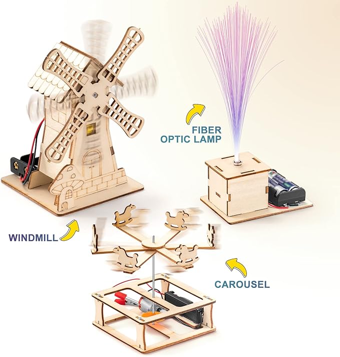 Yutin 5 Individual STEM Science Kits for Kids, Wood Arts and Craft Kits, STEM Toys for Boys Girls Age 8-12 8 10 12 13 14 Gift Idea, 3D Puzzles Building Engineering Model Set