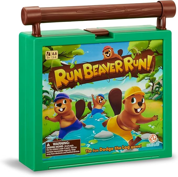 A Fast-Paced Family Board Game with Rolling Log Travel-Friendly Design Perfect for Kids Ages 5+ 2-4 Players Includes Beaver Pieces and Gameboard