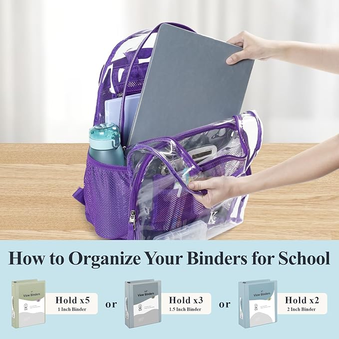 PACKISM Clear Backpack - 17 inch Heavy Duty Clear Backpacks for School, Large Transparent Bookbag for Students (Age 12+)