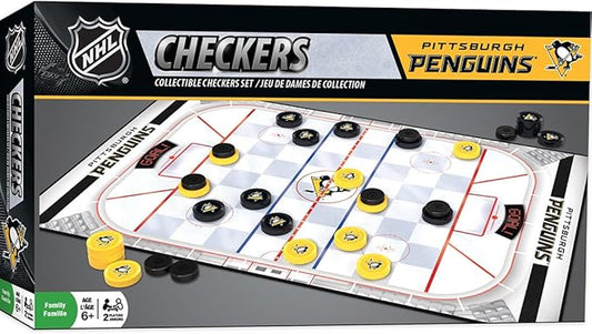 MasterPieces Family Game - NHL Pittsburgh Penguins Checkers - Officially Licensed Board Game for Kids & Adults