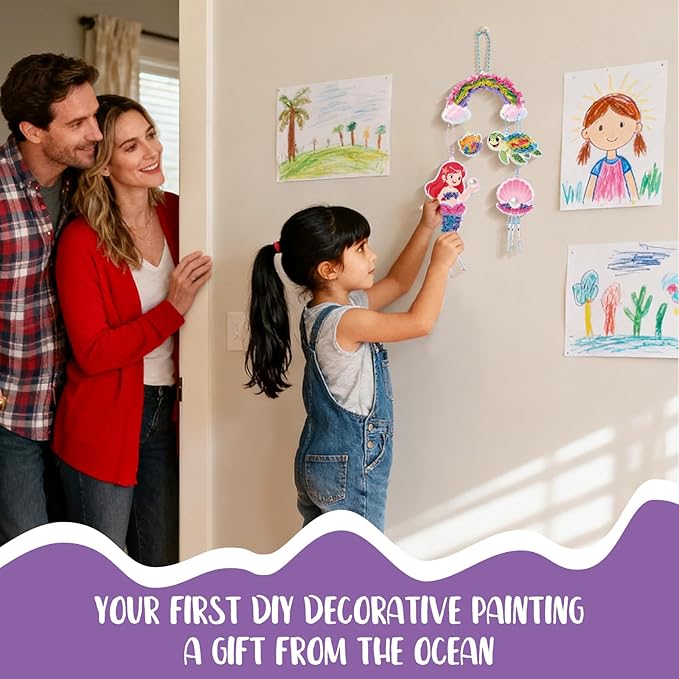 Poke in Art-Mermaid Theme, Poke in Fun Art Crafts for Kids Ages 4-8, DIY Craft Kits, Mess-Free Fabric Art and Craft, 4-6 - Mess-Free Craft - Birthday Gift Ideas for Girls Ages 4, 5, 6, 7, 8, 9