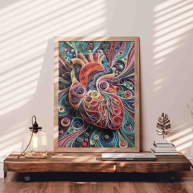 Human Anatomy 1000 Piece Jigsaw Puzzles for Adult Graffitic Men Heart Painting Jigsaw Puzzle Anatomical Body Oragn 1000 Pieces Puzzles Game Wall Decor DIY Craft Mental Health Puzzle Art Gift(Red)