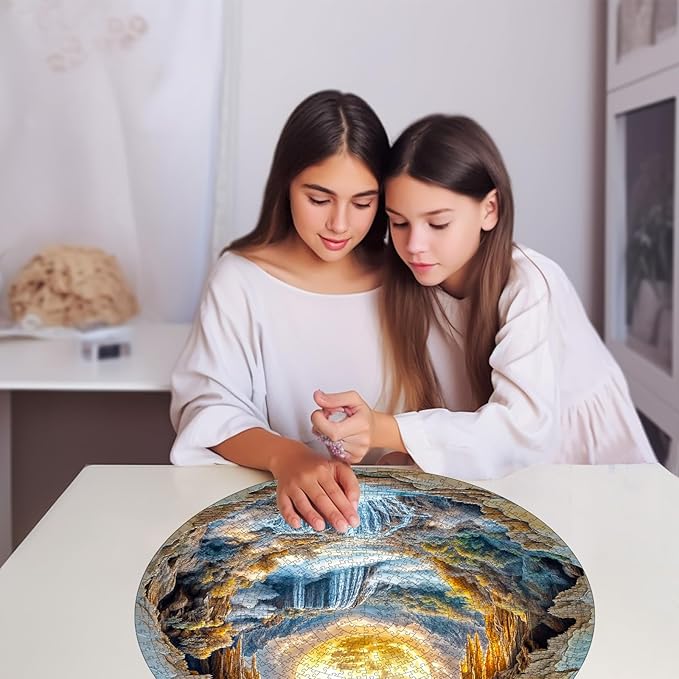 Masseruon 1000 Piece Puzzle for Adults, 26.6 * 26.6in Moonlit River Puzzle for Adults, 1000 Pieces Flat Puzzles with 3D Visual Effect When Completed, Puzzles Gift for Women Men