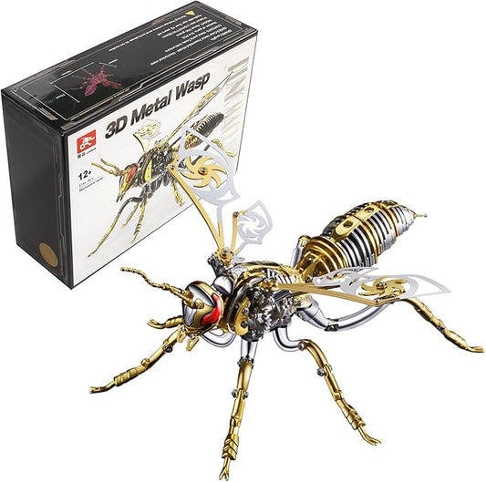 3D Metal Wasp Puzzles for Adults, Model Kits Mechanical Building Blocks, Difficult DIY for Assembly Gifts for Men Gold