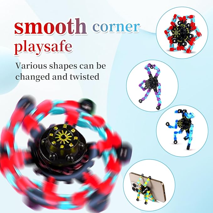 100PCS Glow Fidget Toys Bulk Transformable Fidget Spinner Party Gifts Travel Sensory Toys for Easter Basket Stuffers Birthday Party Favours School Rewards