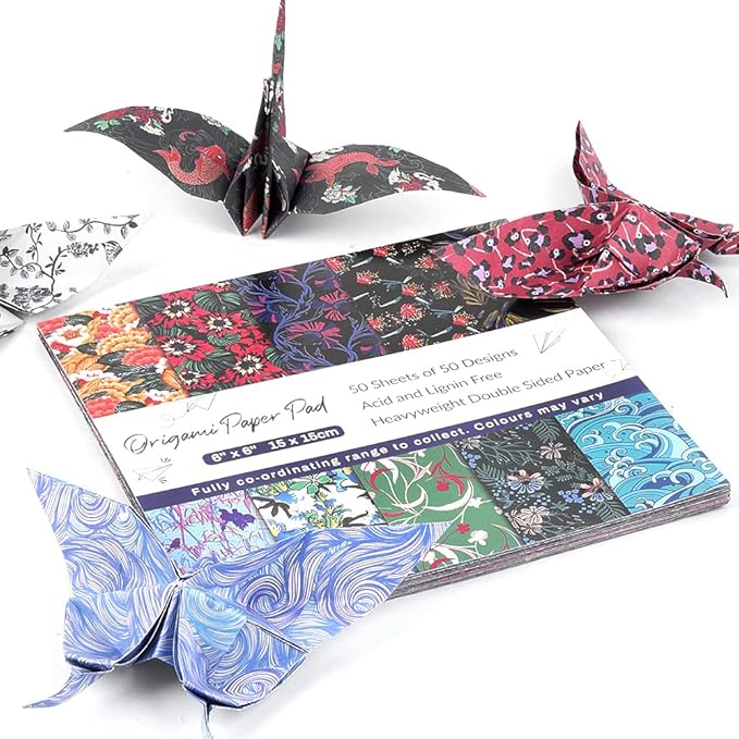 Origami 6x6 Paper Kit 150 Sheets 50 Vivid Colors Double Sided Same Printed Traditional Patterns Square for Arts Crafts Projects Japan traditional Chiyo Japanese Chiyogami