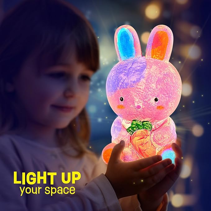 Paint Your Own Bunny Lamp Kit, Art Supplies Painting Kits for Kids, Arts and Crafts for Kids Ages 8-12, Bunny Toys Girls Boys Halloween Birthday Christmas Gifts Ages 3 4 5 6 7 8 9 10 11 12+