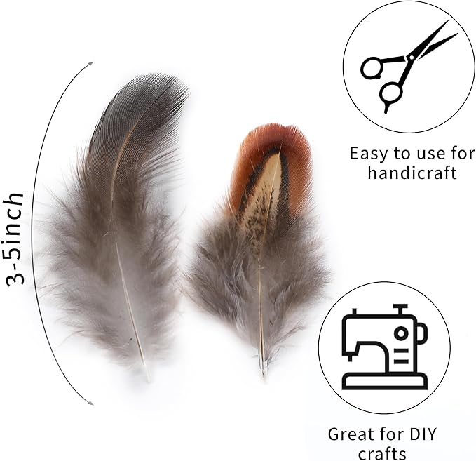 Soarer Mixed Natural Craft Feathers - 300pcs 3-5inch Natural Feathers for Dream Catcher Supplies, Home Party, Hats and Jewelry Accessories and DIY Crafts(Mixed Natural)