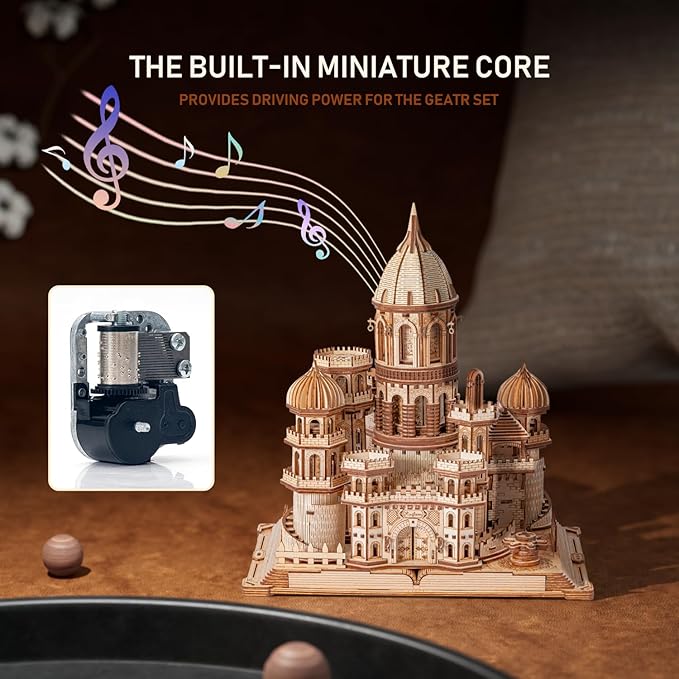 3D Wooden Puzzles DIY Mechanical Wooden Wide Model Kit 1000 Pcs 3D Puzzles for Adults Teens 14+Years Puzzle Enthusiasts Box Clockwork Enchanted Castle