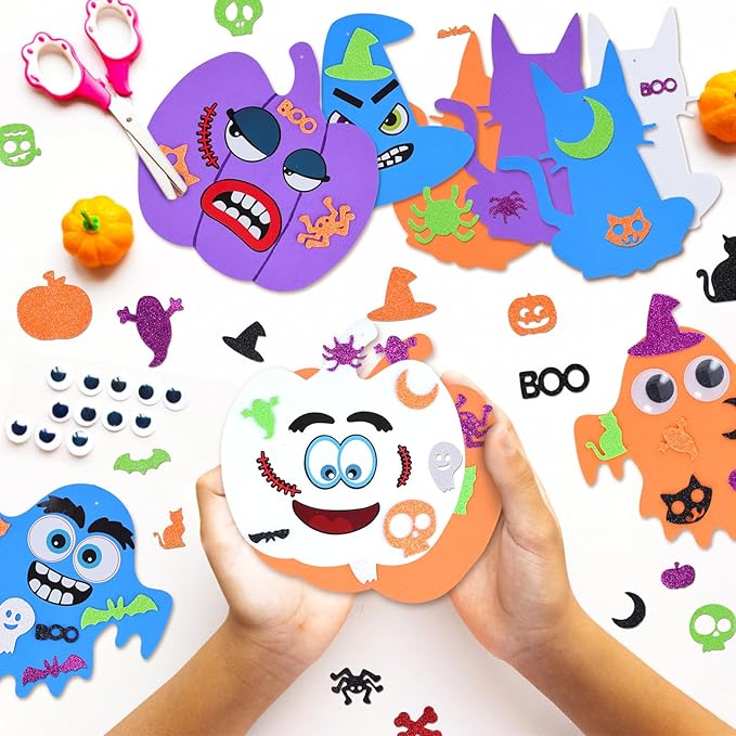 MGparty 330PCS Halloween Foam Stickers Set DIY Pumpkin Cat Ghost Castle Witch Hat Craft Kit for Kids Halloween Decorations Party Favors Supplies