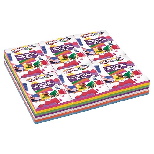 Colorations Construction Paper for Kids - 7 Colors - 3600 Bulk Sheets of 9X12 - Assorted Pack of Heavy-Duty Craft Paper