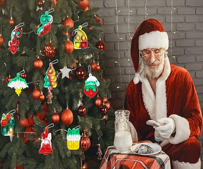 32Pcs Christmas Mini Pop Fidget Toy Pack for Kids Girls Boys Toddlers Christmas Stocking Stuffers Party Favors Gifts Stress Relief