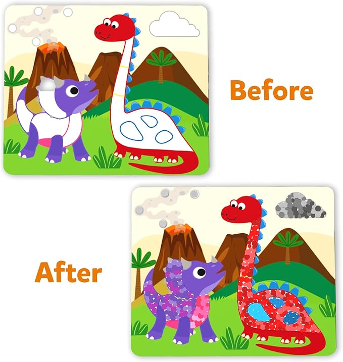 Skillmatics Dot It Sticker Art - Dinosaurs, Mess-Free Fun for Kids, 500+ Stickers, Craft Kits, DIY Scrapbooking Activity, Travel Toys, Gifts for Boys & Girls Ages 3, 4, 5, 6, 7