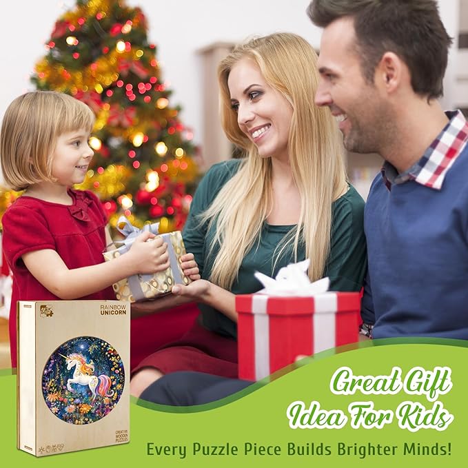 Wooden Puzzles for Kids Ages 4-6, Rainbow Unicorn 50 Pieces Kids Puzzle, Children Birthday Easter Puzzle Gift Idea, Educational Puzzles Toys for Boys and Girls (11.4 * 11.4in)