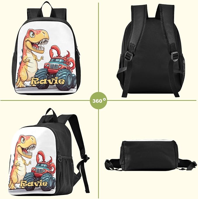 Truck Dinosaur Toddler Backpack for Boys Girls 3-6 Small Travel Backpacks for Kids Preschool Bookbag for Elementary Kindergarten for Travel