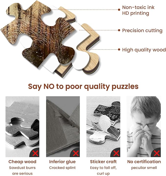 WOZUIBAN Adult Puzzle Classic Jigsaw Puzzle 1000 Pieces Wooden Puzzle DIY Forest Map Bear Modern Home Decor Unique Gift Intellectual Game 75x50cm
