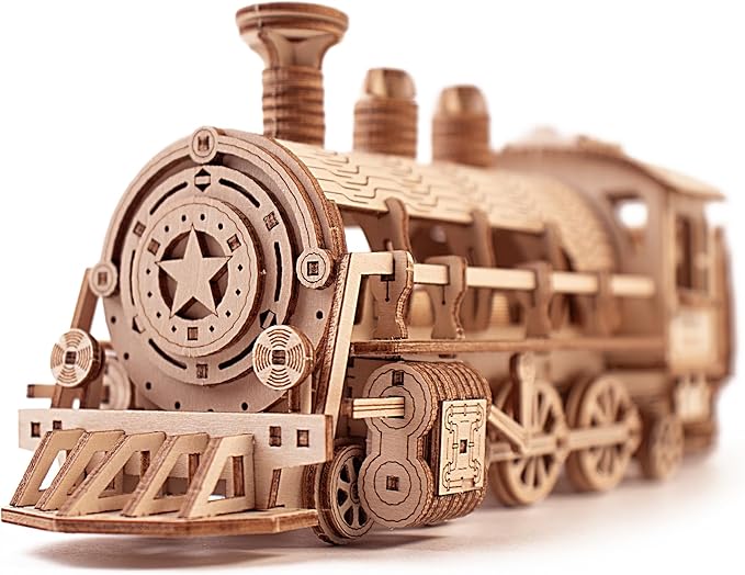 3D Wooden Puzzles, Wooden Puzzles Train for Adults and Teens, Educational Brain Teaser Assembly 3D Model Trains, Gifts for Christmas/Birthday(Luxury Steam Train)