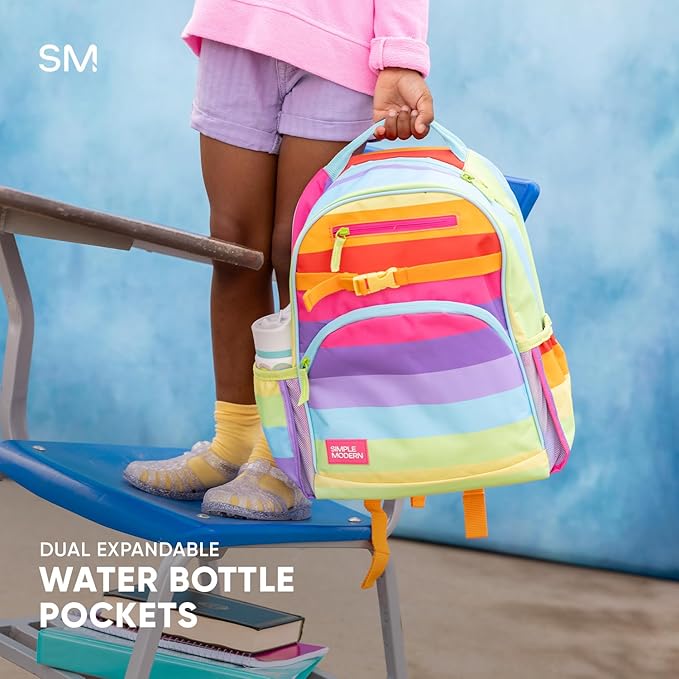 Simple Modern Large Kids Backpack for School Girls and Boys | Elementary Backpack for Teen | Fletcher Collection | Kids - 16" tall | Rainbow Speckles