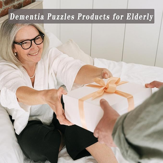 Dementia Activities for Seniors,Geometric,Colors & Numbers Cognitive Products for Alzheimers,Wooden Puzzles Gifts & Cognitive Training Games for Elderly