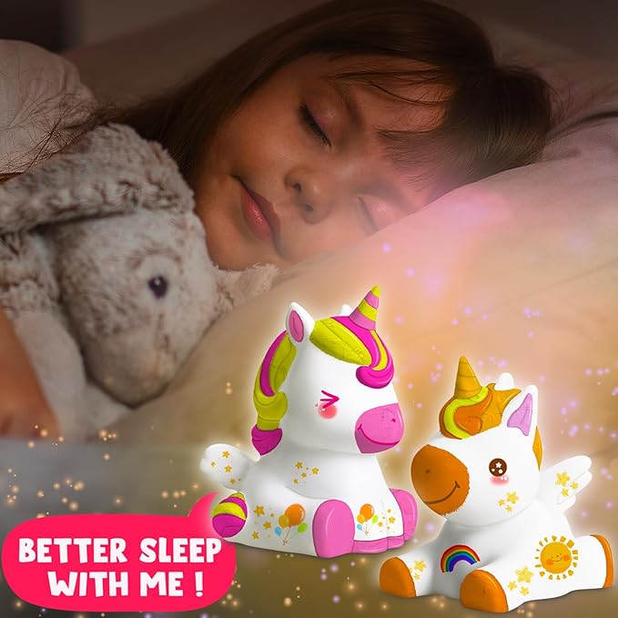 Paint Your Own Unicorn Lamp Kit 2pcs,DIY Unicorn Crafts Night Light, Arts & Crafts for Kids Ages 8-12, Painting Kit for Girls Boys Age 4 5 6 7 8+, Art Supplies Creative Gift for Birthday, Party