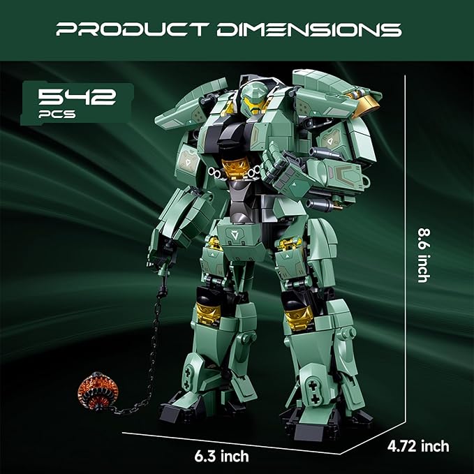 Velance Mech Robot Armored Building Blocks Set, Warrior City Action Mech Building Toy Kit, Mecha Robot Building Block Model for Kids & Adults, Birthday, Christmas Day Gift(542 Pcs)