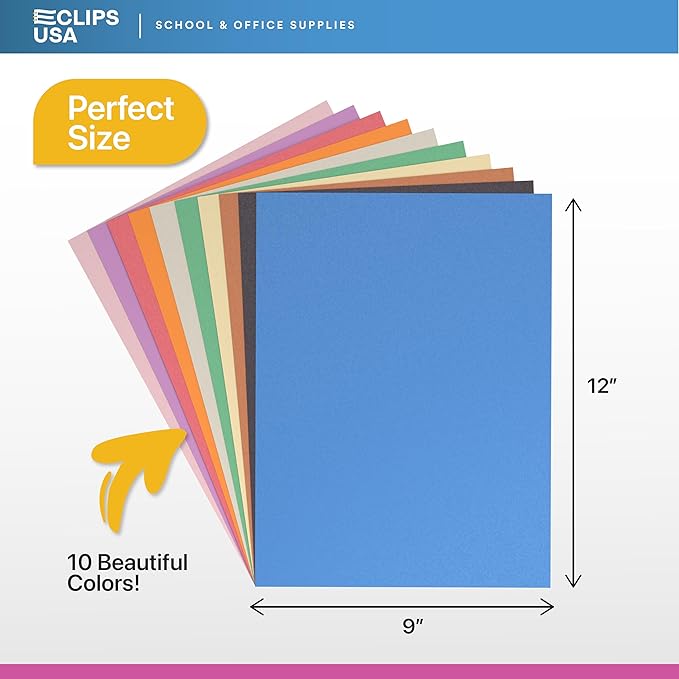 Construction Paper Assorted Colors, Colored Paper, Craft Supplies, Colored Construction Paper Bulk, Back to School Supplies (36 Pack / 3456 Sheets)