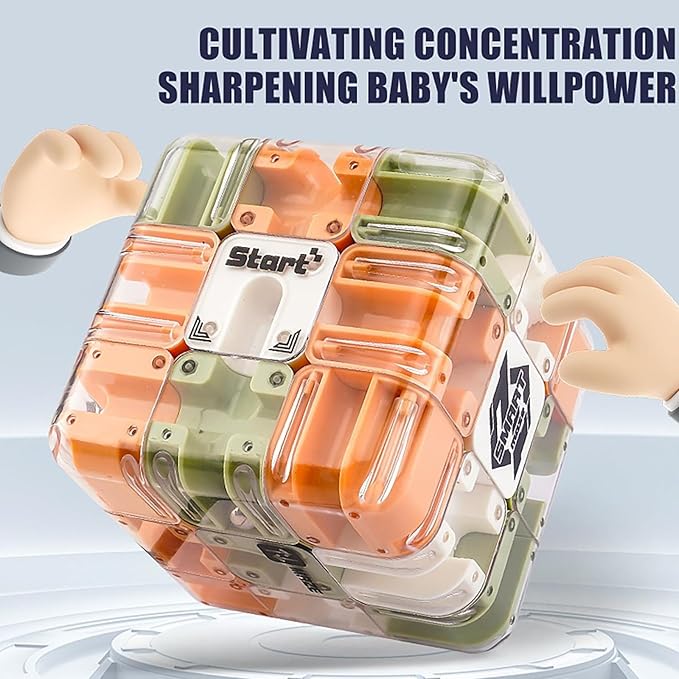 Puzzle Maze Cube, Large 3D Labyrinth Cube Game - Engaging Brain Teaser Toy, Puzzle Maze Ball Fidget Toy for Adults & Kids, Sensory Toys for Logic Development & Anxiety Relief (1PC)