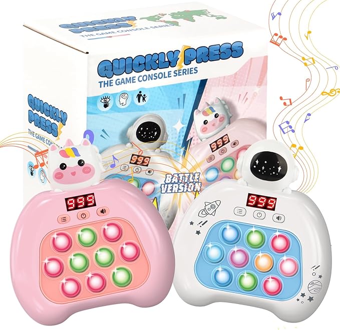Fast Push Pop Fidget Toys for Kids, Handheld Puzzle Game with LED Screen & Multiplayer Mode, Sensory Toys for 3-12 Year Old Girls Boys, Fun Battle Gifts for Friends(Whtie)
