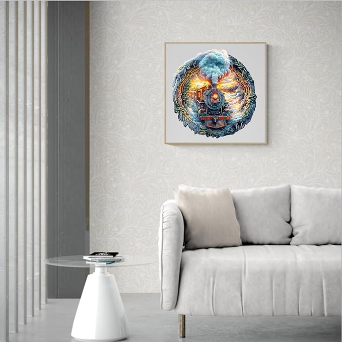 Wooden Puzzles for Adults, Wooden Flat Puzzles with 3D Visual Effect, Steam Train Puzzles, Birthday Gifts for Women Men (L-13.4 * 12.6in 270pcs)