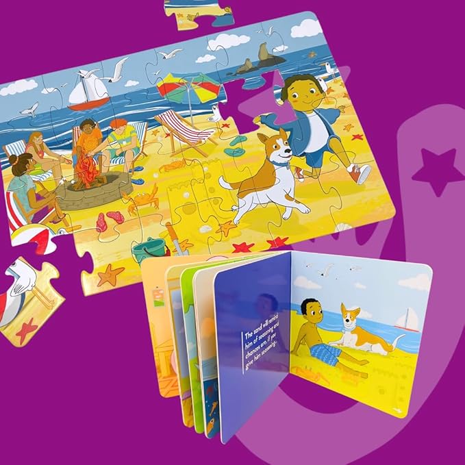 Low Tide at Ocean Beach - 24 Piece Beginner Puzzle, Ages 3 and up (Multicultural)