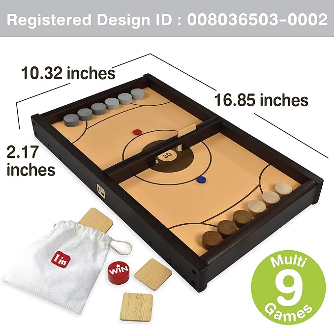 Big Shooz n TOZZ : Wooden Multi Tabletop Indoor Portable Board Games for Kids and Family