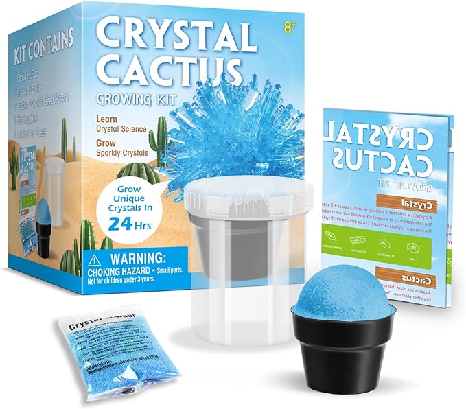 Crystal Growing Kit for Kids, Cactus-Blue DIY Crystal Science Experiment Set, Grow Your Own Crystals, STEM Educational Chemistry Kit for Boys & Girls Ages 6-12, Fun Science Lab Gift for Kids