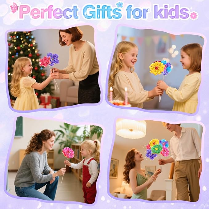 nicknack Poke in Art Kits for Girls with Flower Butterflies Arts and Crafts for Kids Age 4-12 DIY Craft Kits Activity Birthday Gifts