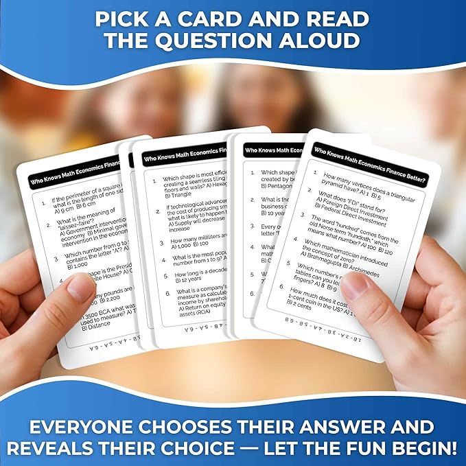 Board Games for Kids 8-12 and Family - STEM Card Game for Kids Age 12+ - Who Knows Math Finance Economics Better? - Educational Quiz with 500+ Questions - Great for Learning and Game Night
