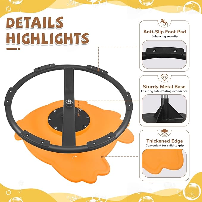 Zhenx Spinning Chair for Autistic Kids, Fish Shape Kids Sensory Swivel Chair, Sensory Spinner Seat for Toddlers with Autism & ADHD Children, Sit and Spin Training Body Coordination (Orange)