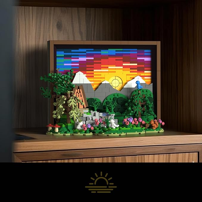 Ideas Sunset Wooden House Building Sets - 3D Puzzle Building Set for Adults, Ages 15+ - Beautifully Detailed Home Art Decor - Unique Gift Idea for Art Fans (1101PCS)