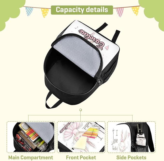 Ballet Bunny Heart Toddler Backpack for Boys Girls 3-6 Preschool Small Backpacks Kids Mini Kindergarten Bookbag for Elementary for Travel School