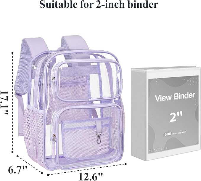PACKISM Clear Backpack for School - 17 inch Large Heavy Duty Clear Bookbag, See Through PVC Backpacks (for age 12 above)
