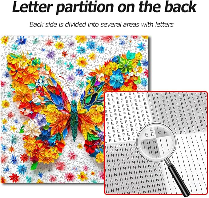 Bgraamiens Paper Art Butterfly-1000 Pieces Paper Flower Butterfly Puzzle for Adults, Unique Flowers Art, Wall Decoration for Home and Office