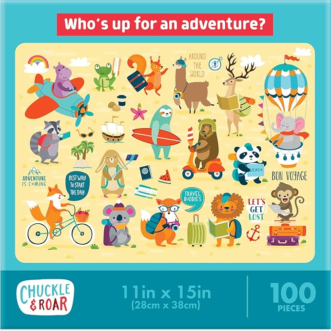 Chuckle & Roar Educational 100 PC Jigsaw Puzzle Adventure Awaits Edition