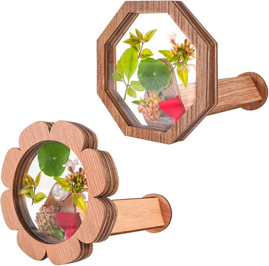 Natural DIY Kaleidoscope Kit, New Wooden Magic Rotating Kaleidoscope Making Set for Nature Lovers, Best Gift, Outdoor Classic Handmade Education (2 Pcs Normal+Flower)
