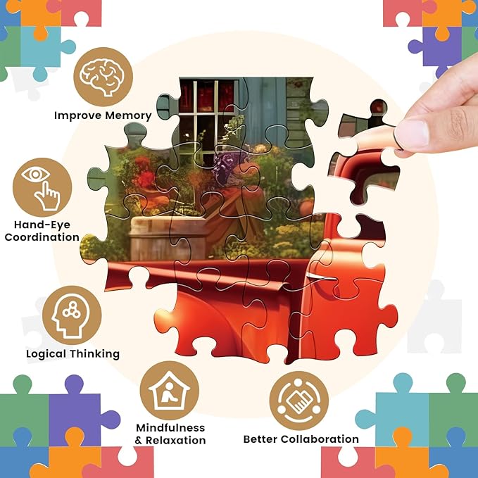 1000 Piece Puzzle for Adults - Wooden Jigsaw Puzzle of House in The Countryside - Artistic Decorations, Educational Toys - Finished Size 29.5"X20"