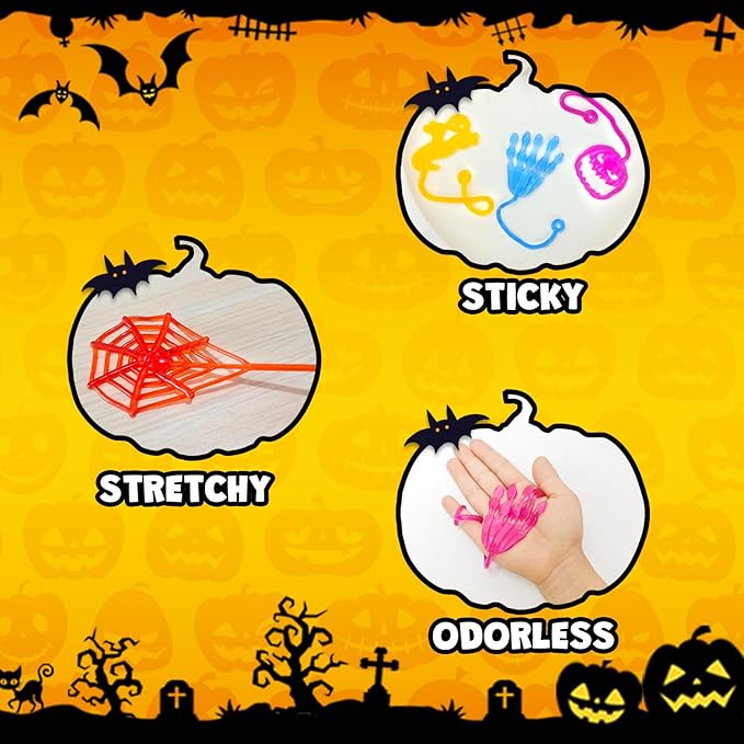 Halloween Treat Non Candy for Kids 28 PCS, Sticky Hands Toys Gifts Prizes for Toddlers, Halloween Goody Bag Bucket Pinata Stuffer Fillers,Birthday Preschool Party Favor Supplies Trinket for Boys Girls