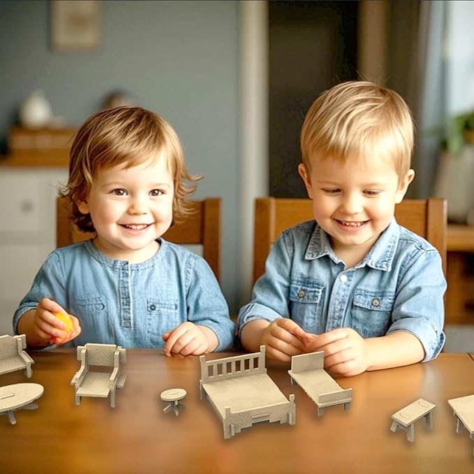 3D Puzzles for Kids, Different from Wooden Puzzles, Felt mini Furniture DIY Three-Dimensional Puzzle, Furniture Puzzle Toy Educational Game Set Gift