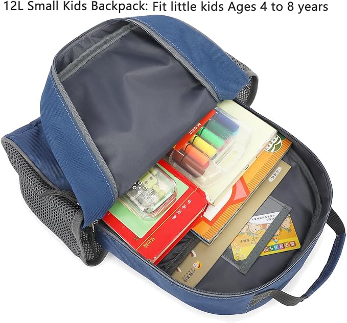 FlowFly Kids Backpack for Toddler Boys Girls, Simple Lightweight Bookbag for Daycare Kindergarten Elementary School Travel, Small Modern Bag (Medium 15''), Cyan