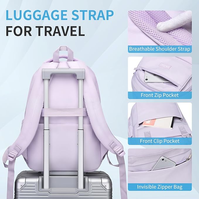 SUN EIGHT 35L Large Capacity School Bag for Kids and Teens,Waterproof Backpack for Girls,Lightweight Backpack Ideal for Travel or Daily School Use(Purple)