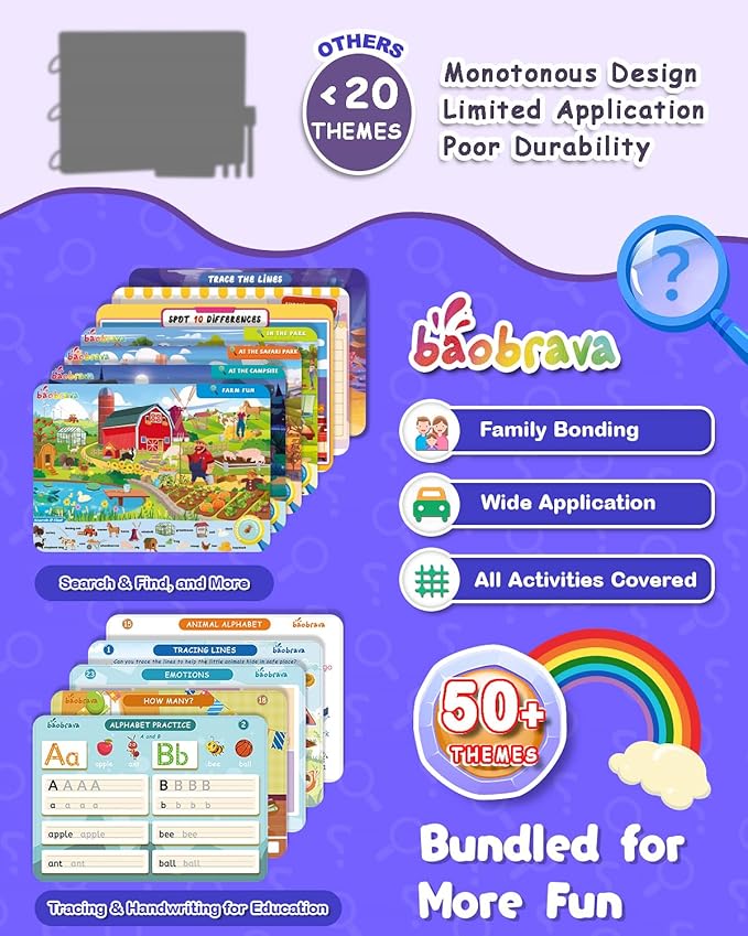 Search and Find Book, and Handwriting Practice & Tracing Books for Kids 3-8 - 50+ Travel Games for Car and Airplane, Preschool Learning Activities, Kindergarten Workbooks, Gift for Kids